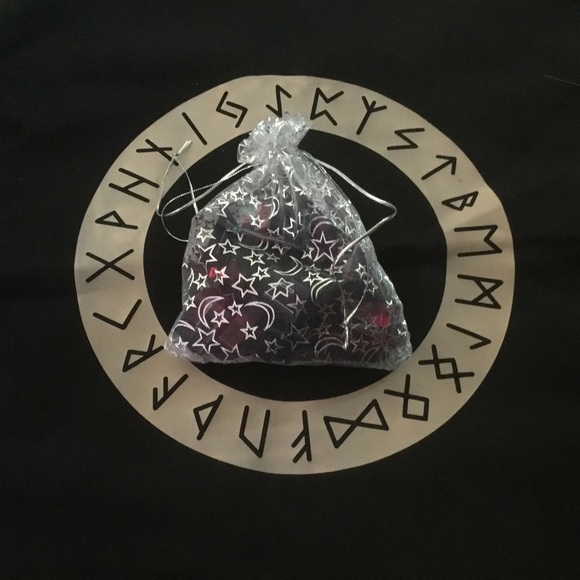 Black Drawstring Bag with Star and Moon Design - Picture 1 of 9